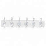 VEYUNA Transparent Wall-Mounted 6-Hook Rack Waterproof Adhesive Organizer for Kitchen and Bath