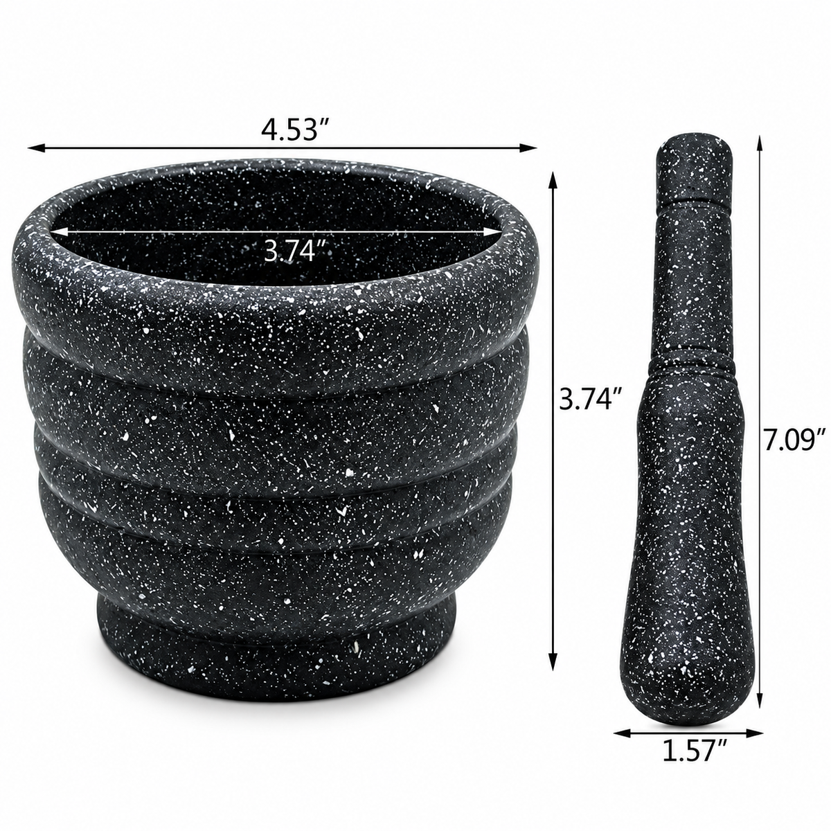 VEYUNA Granite Mortar & Pestle – Compact Grinder for Food and Treat Prep