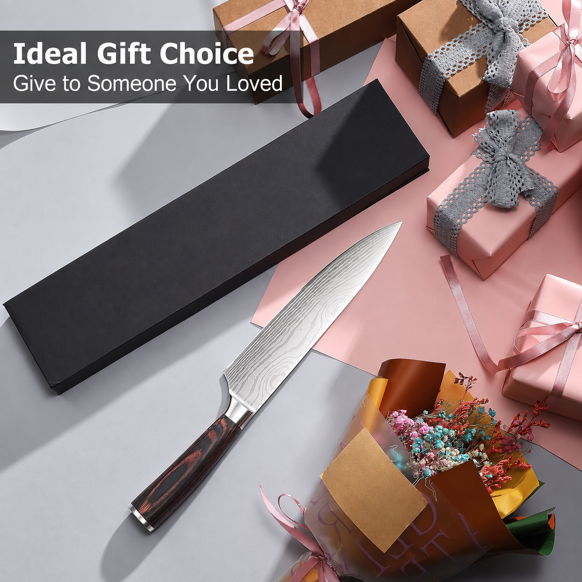 VEYUNA Chef Knife 8-Inch – Ultra-Sharp Damascus Blade for Fresh Food Prep