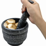 VEYUNA Granite Mortar & Pestle – Compact Grinder for Food and Treat Prep