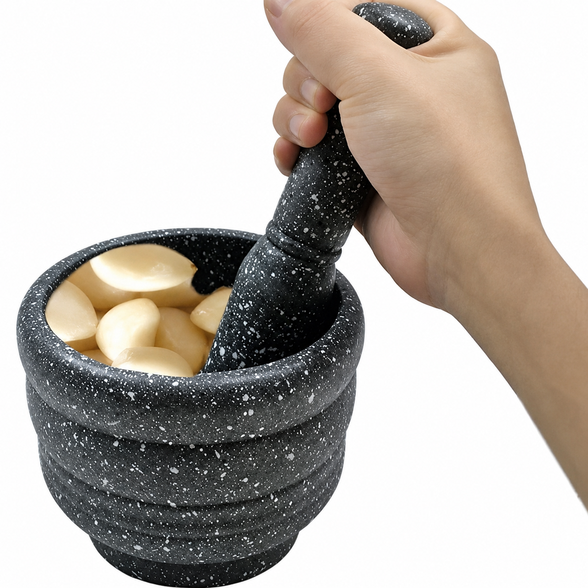 VEYUNA Granite Mortar & Pestle – Compact Grinder for Food and Treat Prep