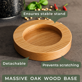 VEYUNA Granite Mortar & Pestle – Oak Base Grinder for Food & Treat Prep