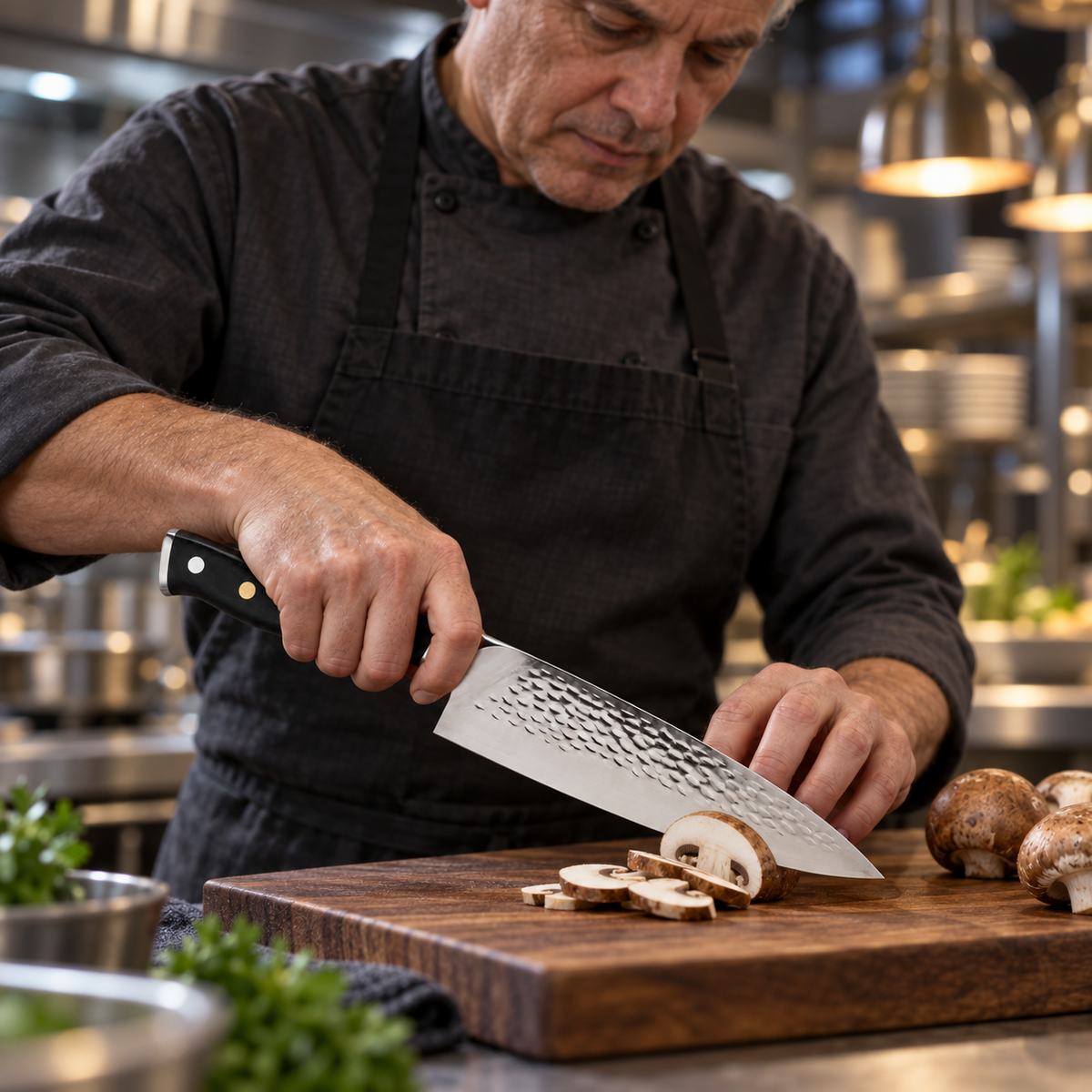 VEYUNA 10.25-Inch Chef Knife Hammered Japanese AUS-10V Steel Blade with Full-Tang Handle