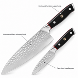 VEYUNA 2-Piece Kitchen Knife Set Chef & Paring Knives with Hammered Blades and Sheaths