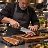 VEYUNA 8-Inch Chef Knife Stainless Steel Blade with Resin Handle and Protective Leather Sheath