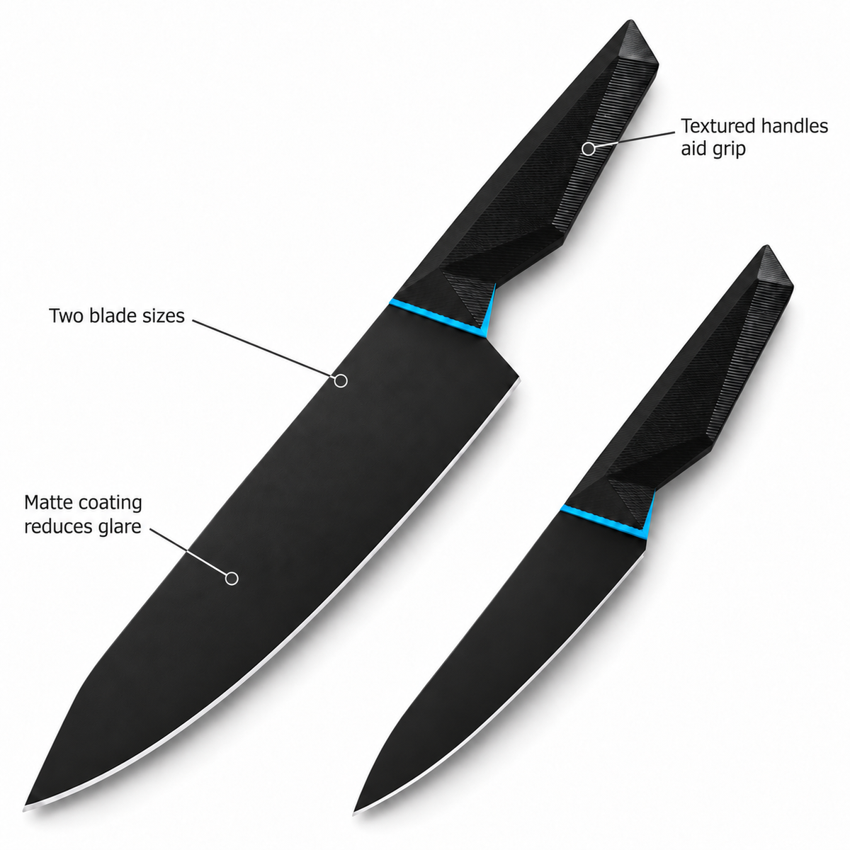 VEYUNA 2-Piece Knife Set, 8" Chef & 3.75" Paring Knives, Black Blades, Batman Edition