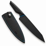 VEYUNA 8" Chef Knife, Batman Edition, Shadow Black Blade, Leather Sheath