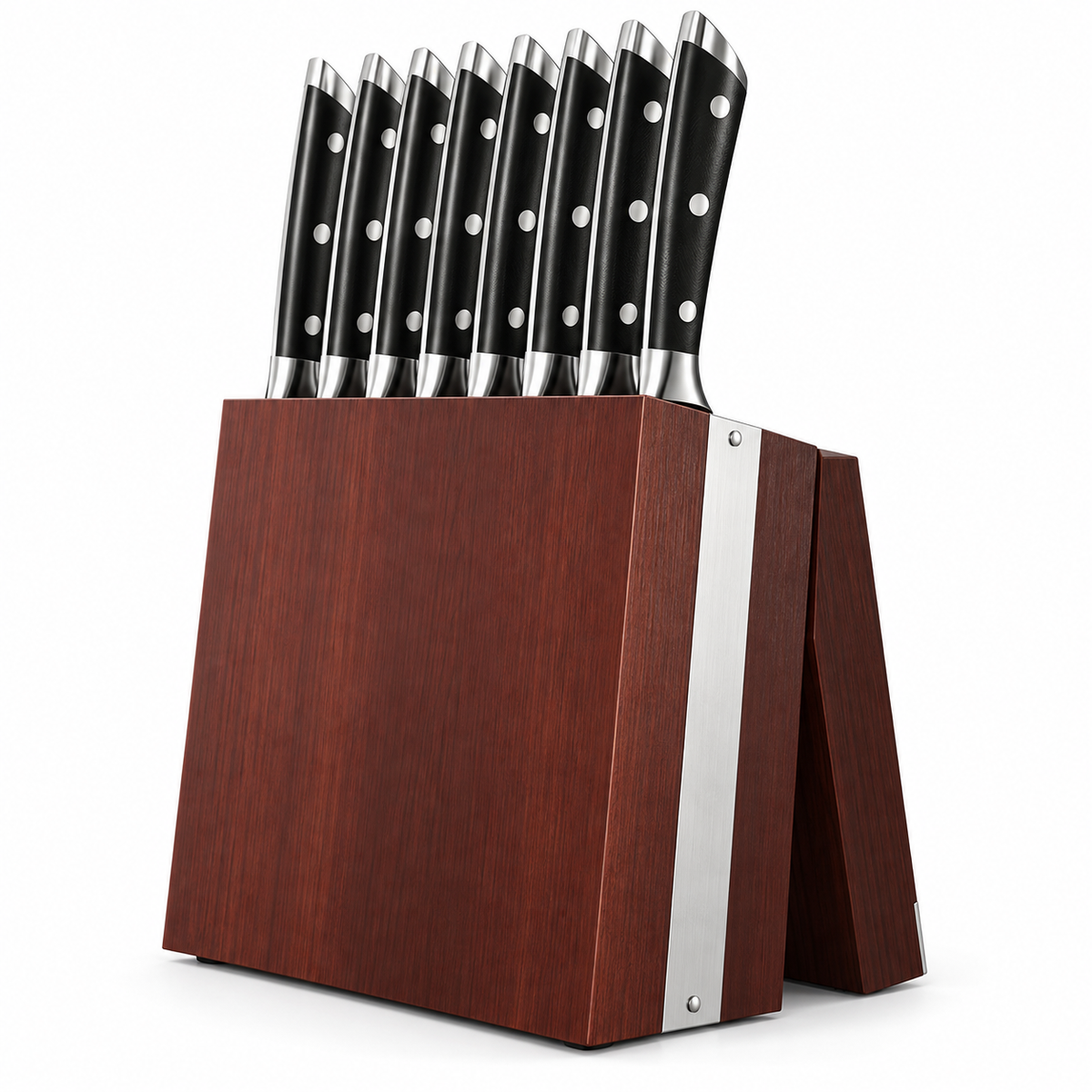 VEYUNA 8-Piece Steak Knife Set with Oak Storage Block, Full Tang NSF Certified