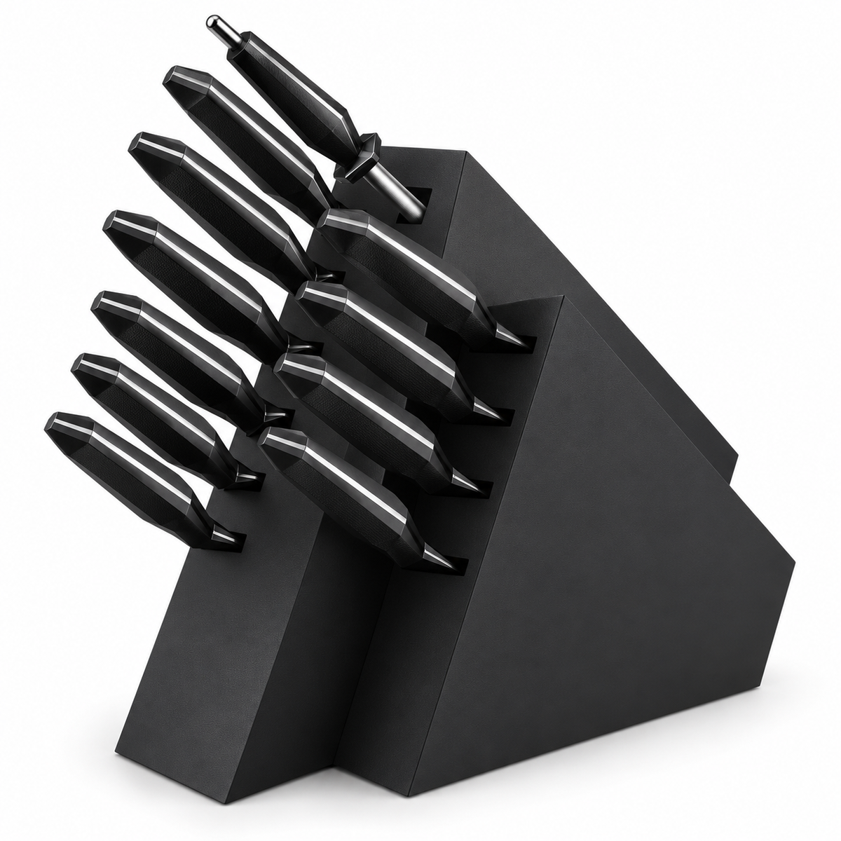 VEYUNA 12-Piece Knife Block Set, Shadow Black Series, NSF Certified Kitchen Knives
