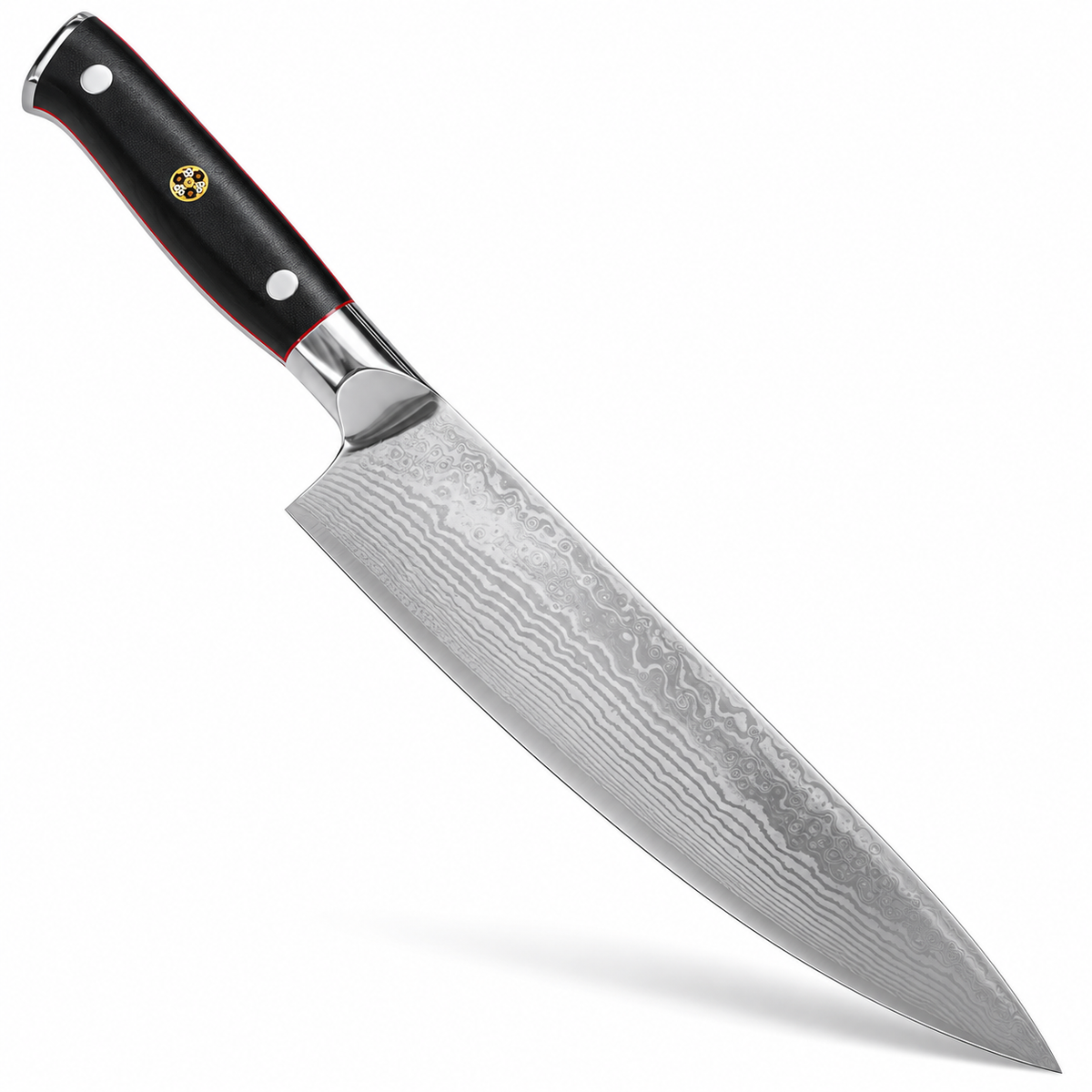 VEYUNA 9.5-Inch Chef Knife Japanese AUS-10V Steel Blade with Hammered Finish and Full Tang
