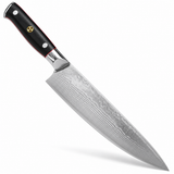 VEYUNA 9.5-Inch Chef Knife Japanese AUS-10V Steel Blade with Hammered Finish and Full Tang