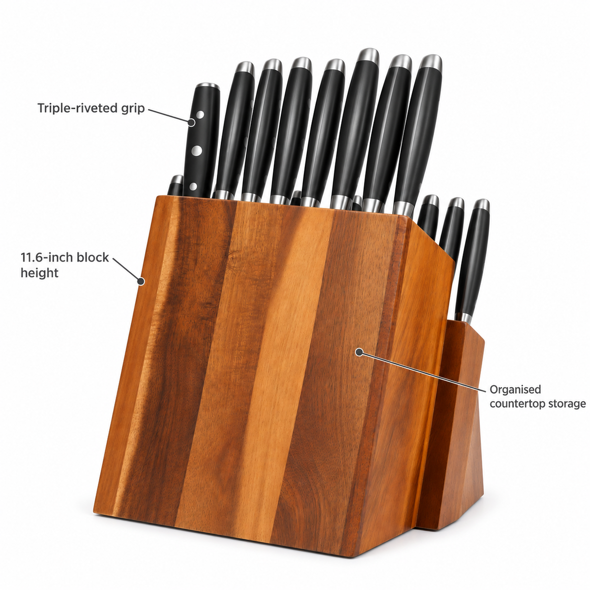 VEYUNA 18-Piece Knife Block Set, Gladiator Series, NSF Certified Kitchen Knives