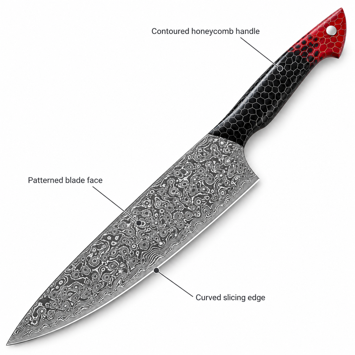 VEYUNA 9.5-Inch Chef Knife 69-Layer Damascus Blade with Japanese V12 Steel Core and Resin Handle