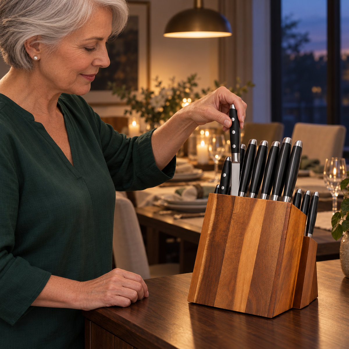 VEYUNA 18-Piece Knife Block Set, Gladiator Series, NSF Certified Kitchen Knives