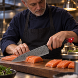VEYUNA 9.5-Inch Chef Knife 69-Layer Damascus Blade with Japanese V12 Steel Core and Resin Handle