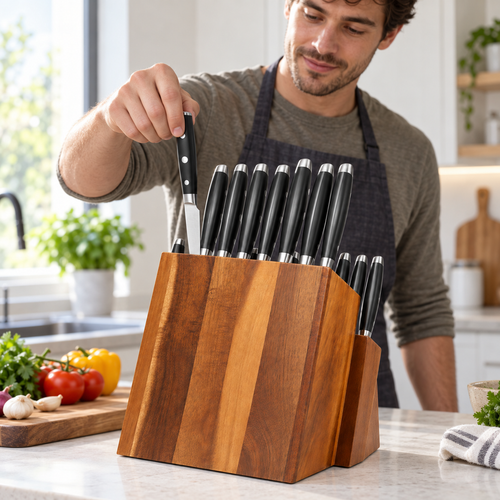 VEYUNA 18-Piece Knife Block Set, Gladiator Series, NSF Certified Kitchen Knives