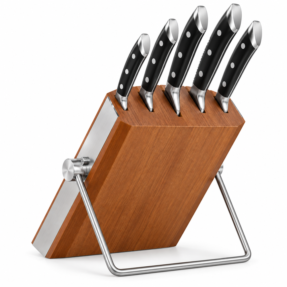 VEYUNA 5-Piece Knife Set with Modular Block, German Steel, NSF Certified