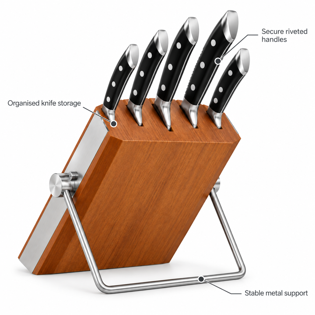 VEYUNA 5-Piece Knife Set with Modular Block, German Steel, NSF Certified