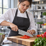 VEYUNA 6-Inch Chef Knife Hammered Japanese Steel Blade with Full-Tang Ergonomic Handle