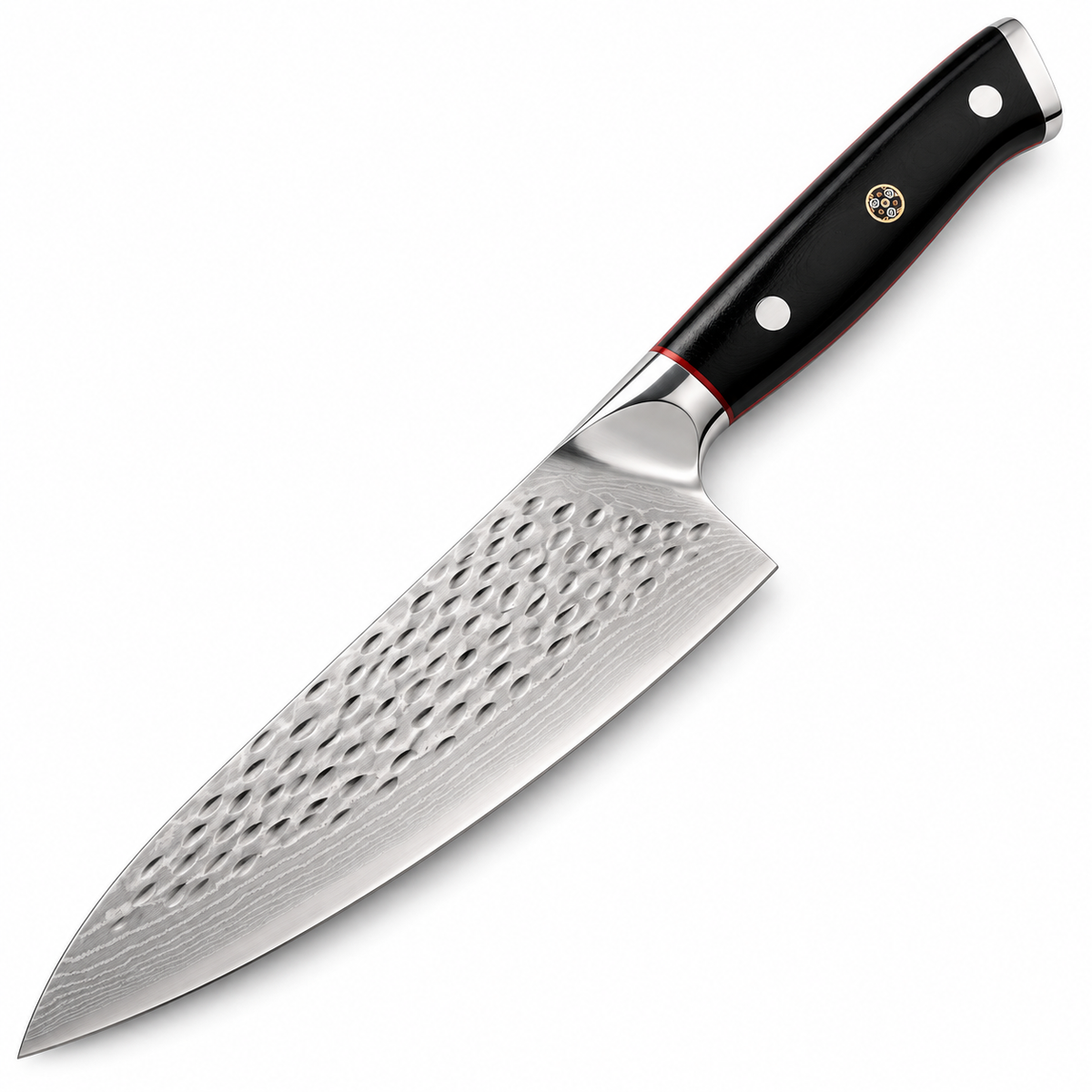 VEYUNA 6-Inch Chef Knife Hammered Japanese Steel Blade with Full-Tang Ergonomic Handle