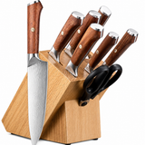 VEYUNA Knife Set 8-Piece – High-Carbon Steel with Wood Block for Food Prep