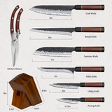 VEYUNA Knife Set 8-Piece – 10Cr15MoV High-Carbon Steel for Fresh Food Prep