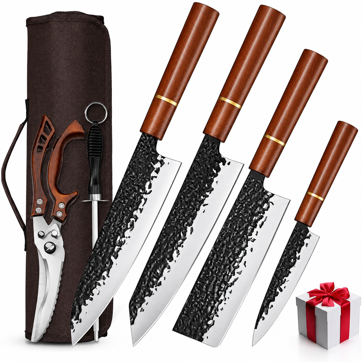 VEYUNA Knife Set 7-Piece – Hand-Forged High-Carbon Steel for Fresh Food Prep