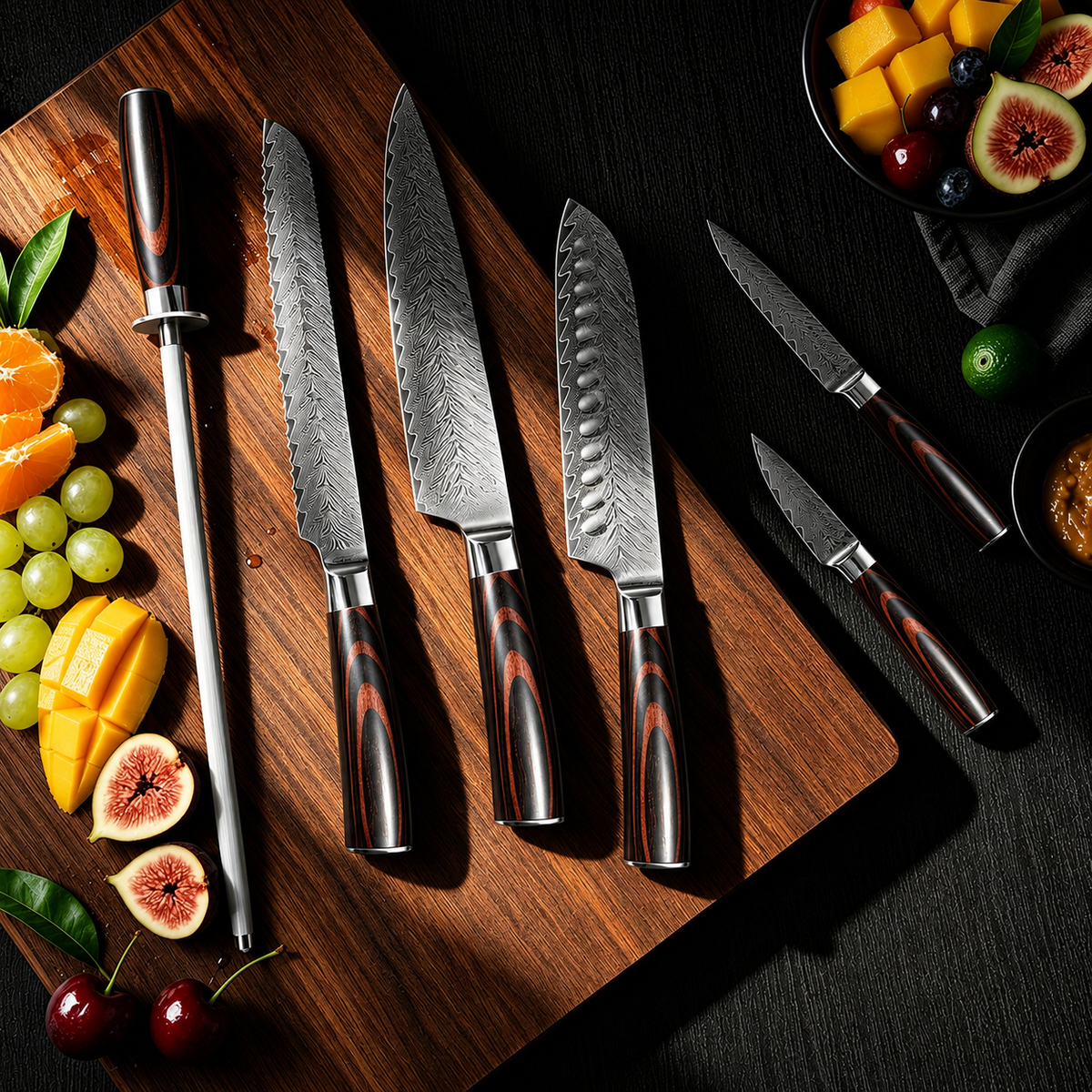 VEYUNA Knife Set 6-Piece – 67-Layer VG10 Damascus Steel for Fresh Food Prep