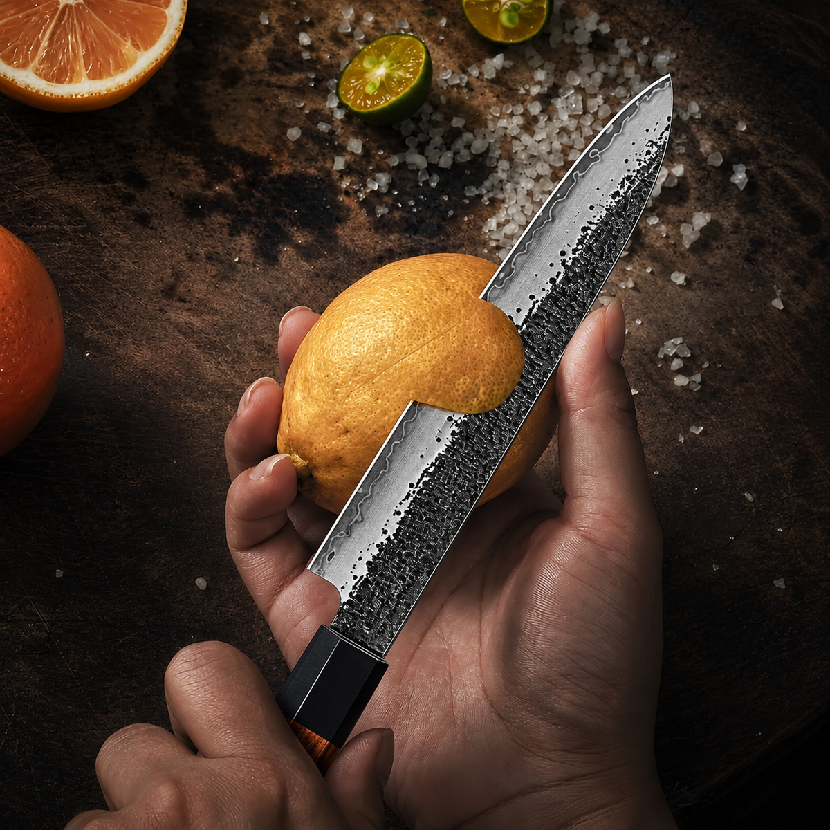VEYUNA Knife Set 3-Piece – 9-Layer 10Cr15MoV Steel for Fresh Food Prep