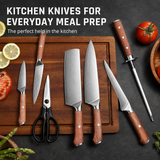VEYUNA Knife Set 8-Piece – High-Carbon Steel with Wood Block for Food Prep