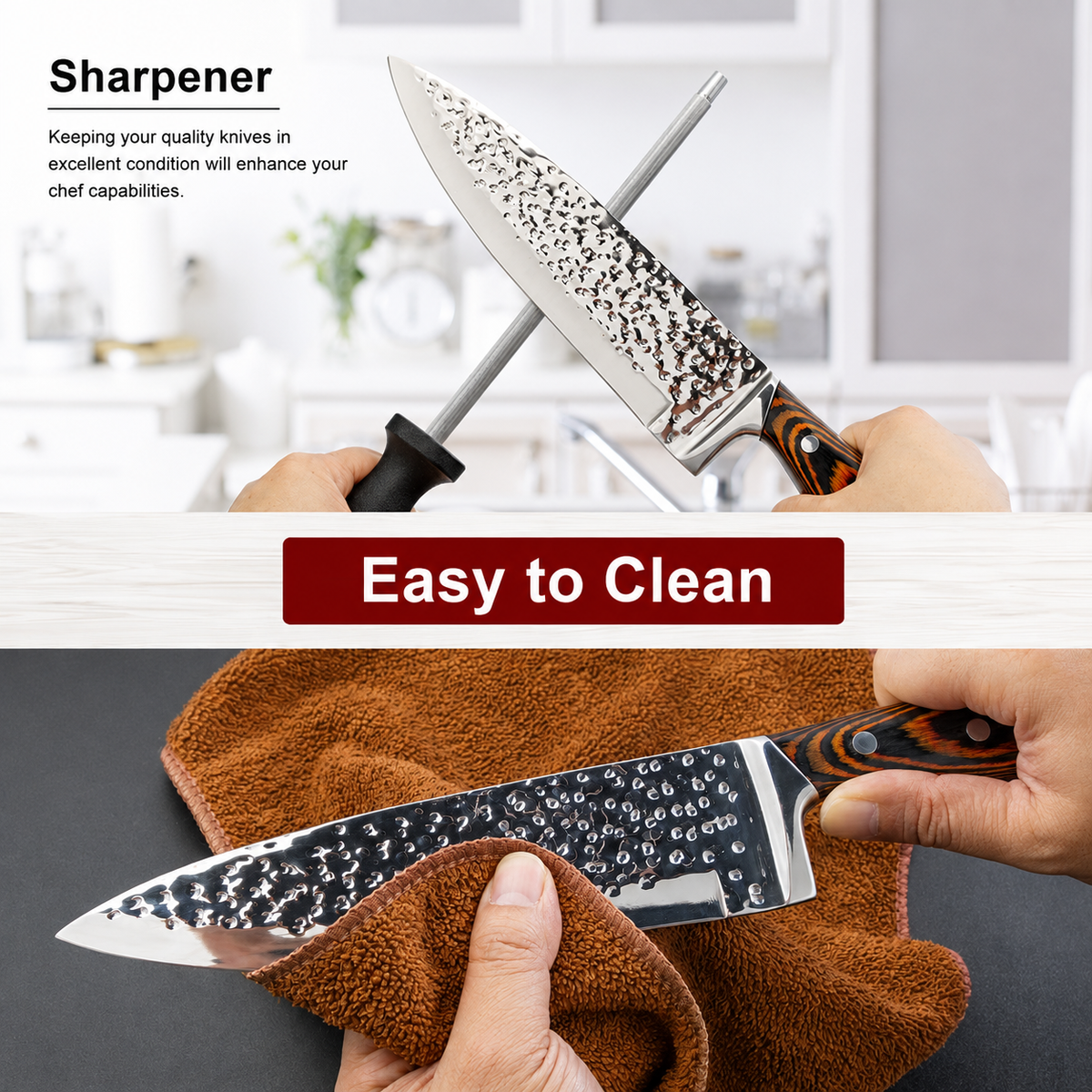 VEYUNA Knife Set 15-Piece – High-Carbon Steel Block Set for Food Prep