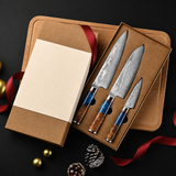 VEYUNA 3-Piece Knife Set – 67-Layer VG10 Damascus Steel for Fresh Food Prep