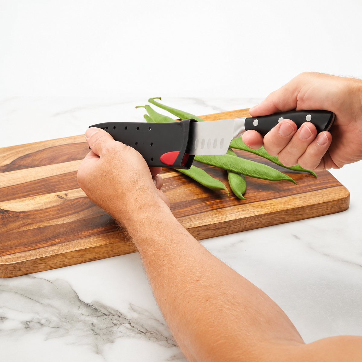 VEYUNA Santoku Knife 5-Inch – Self-Sharpening Stainless Steel for Food Prep