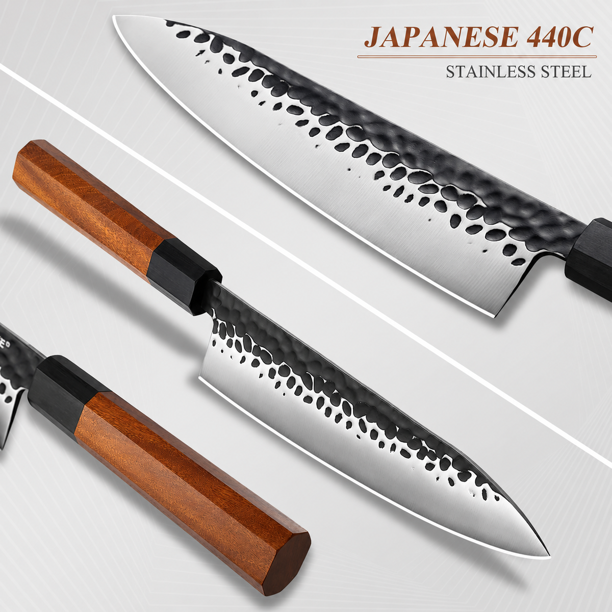 VEYUNA Santoku Knife 7-Inch – 440C Stainless Steel for Fresh Food Prep