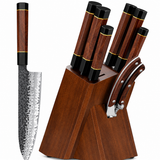 VEYUNA Knife Set 7-Piece – High-Carbon Steel Magnetic Block for Food Prep