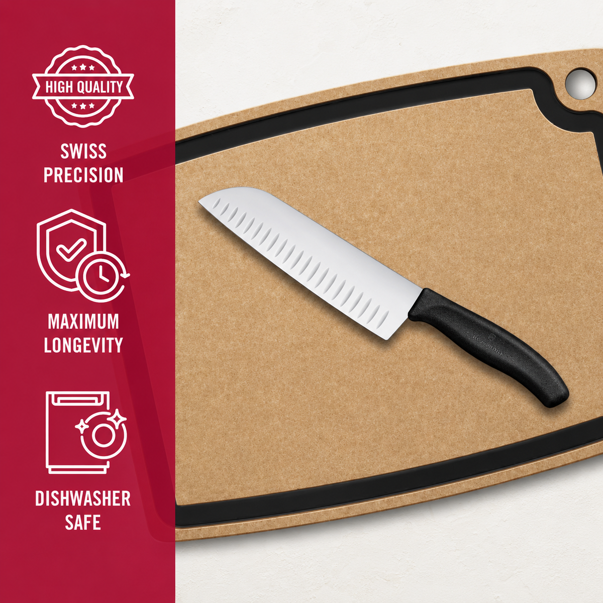 VEYUNA Santoku Knife 17cm – Extra-Sharp Stainless Steel for Fresh Food Prep