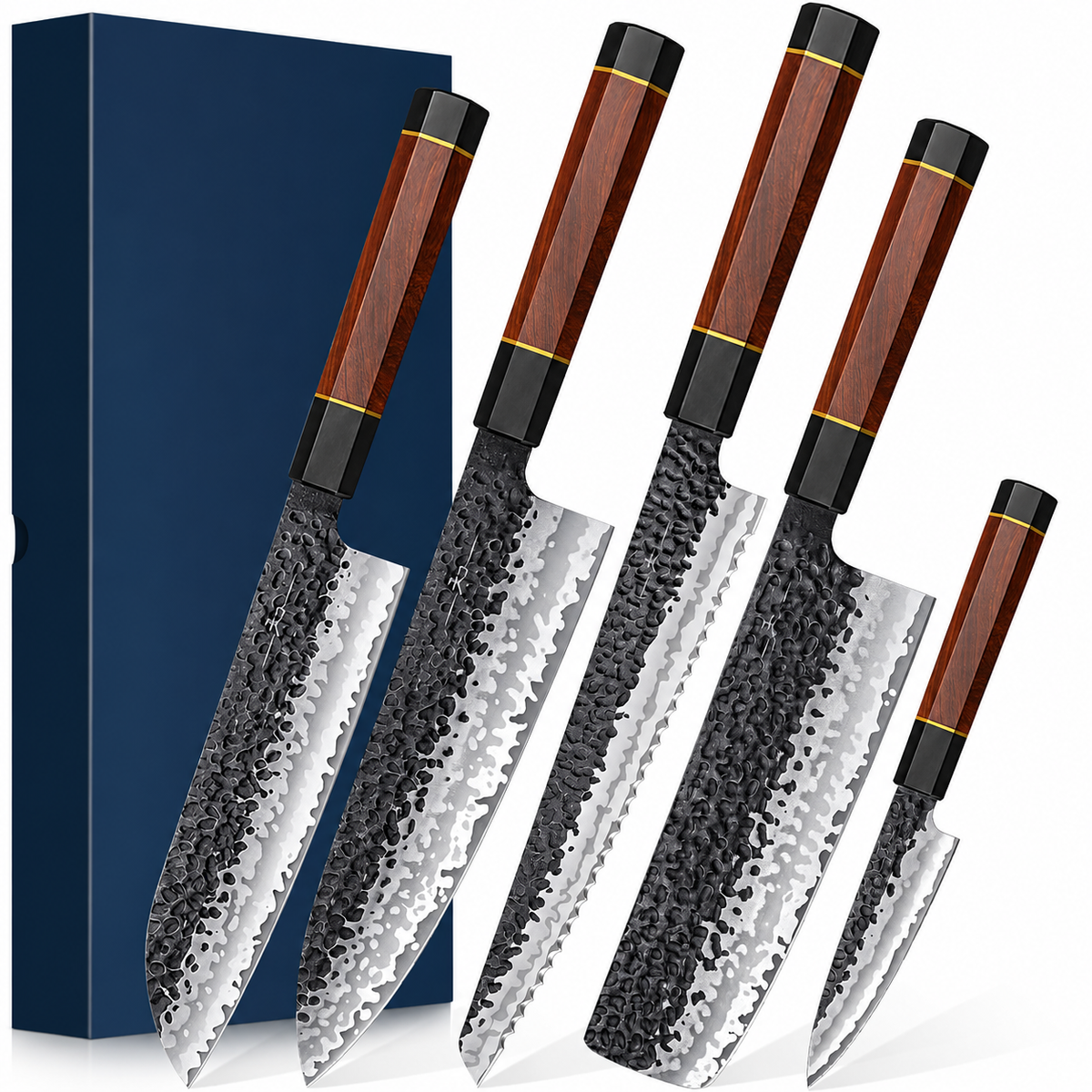 VEYUNA Knife Set 7-Piece – High-Carbon Steel Magnetic Block for Food Prep