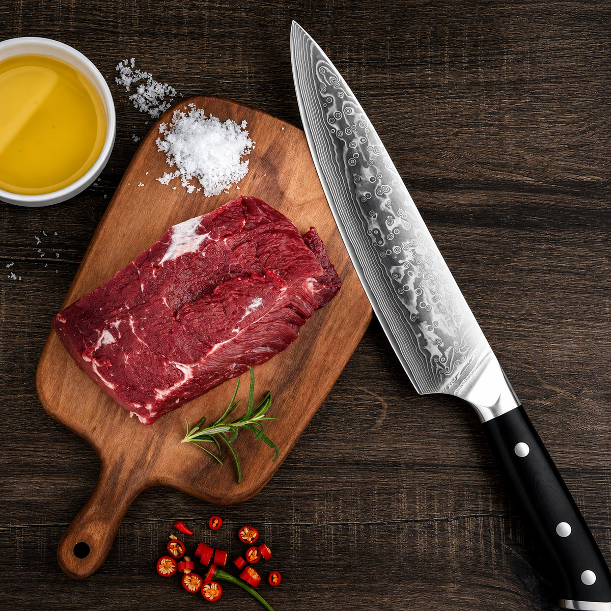 VEYUNA Chef Knife 8-Inch – 67-Layer Damascus Steel for Fresh Food Prep