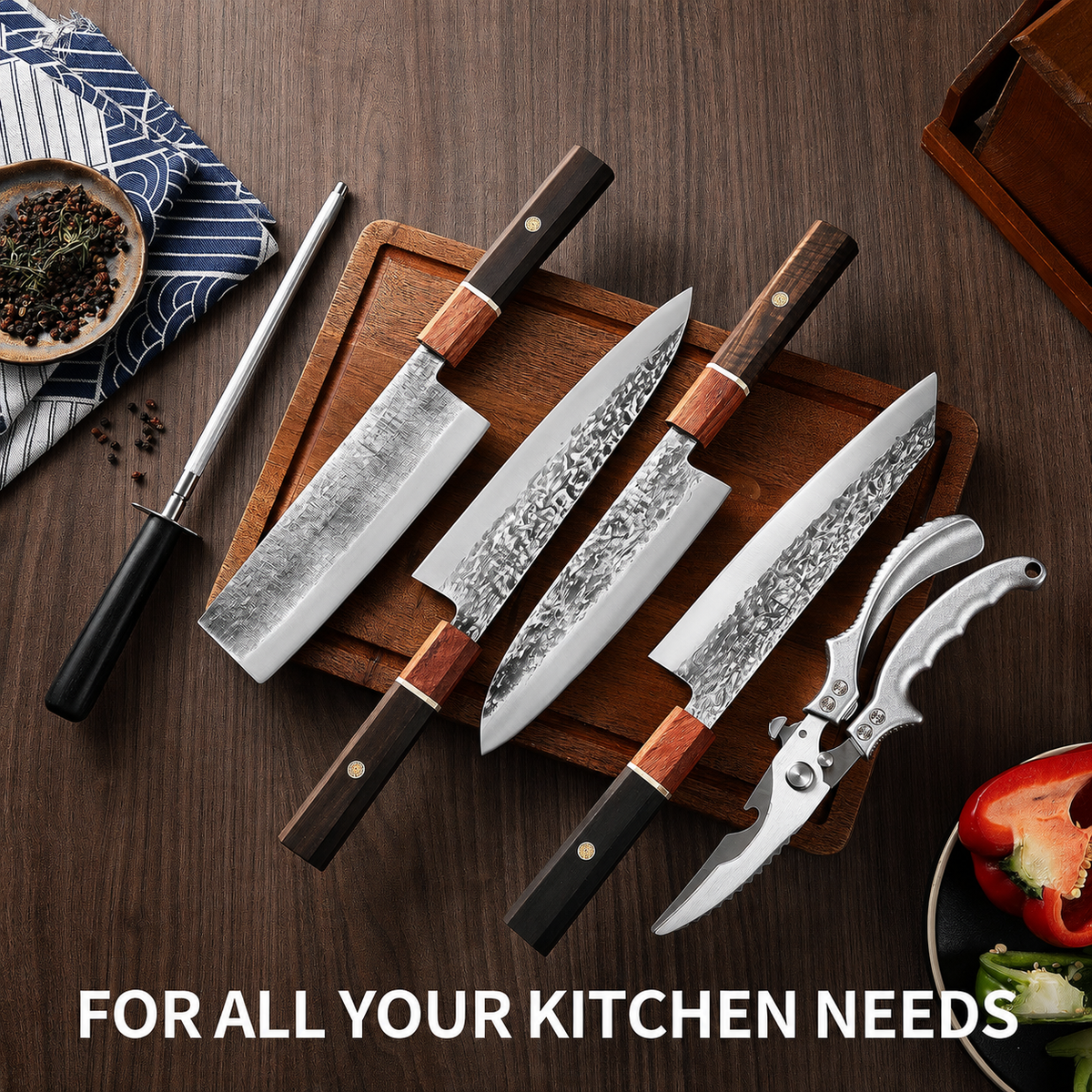 VEYUNA Knife Set 6-Piece – Hand-Forged High-Carbon Steel for Fresh Food Prep