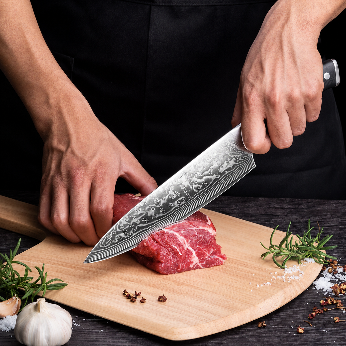 VEYUNA Chef Knife 8-Inch – 67-Layer Damascus Steel for Fresh Food Prep