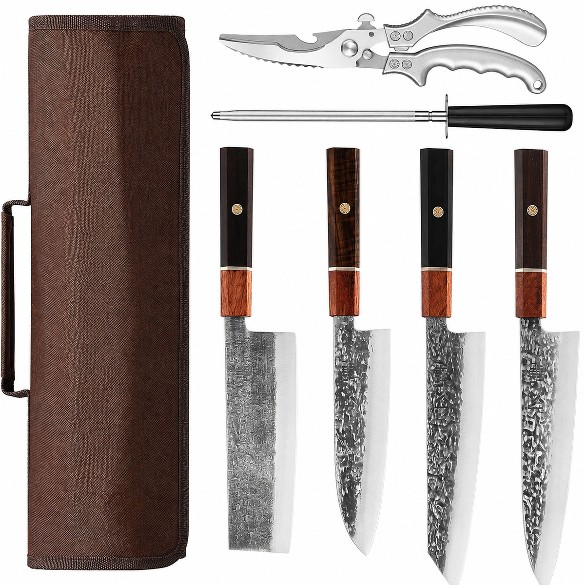 VEYUNA Knife Set 6-Piece – Hand-Forged High-Carbon Steel for Fresh Food Prep
