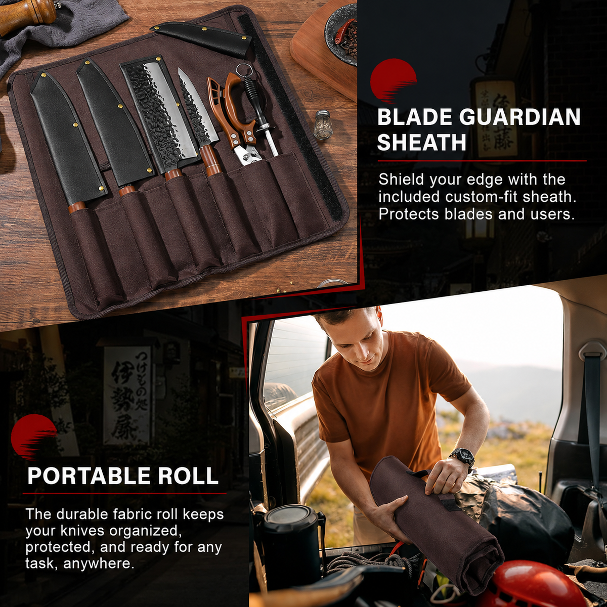 VEYUNA Knife Set 7-Piece – Hand-Forged High-Carbon Steel for Fresh Food Prep