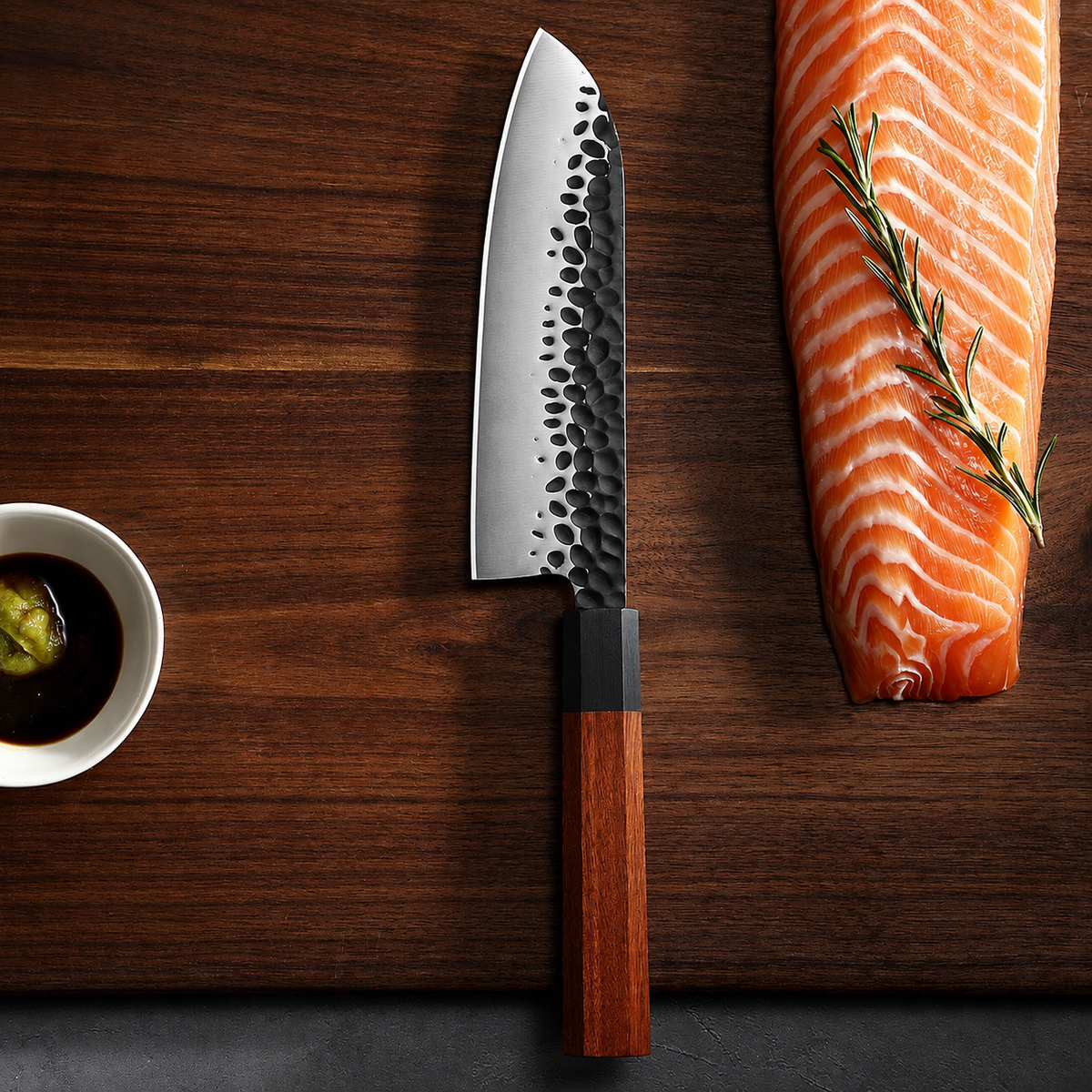 VEYUNA Santoku Knife 7-Inch – 440C Stainless Steel for Fresh Food Prep