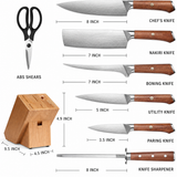VEYUNA Knife Set 8-Piece – High-Carbon Steel with Wood Block for Food Prep