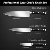 VEYUNA Knife Set 3-Piece – German Stainless Steel for Fresh Food Prep