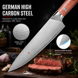 VEYUNA Knife Set 8-Piece – High-Carbon Steel with Wood Block for Food Prep