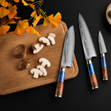 VEYUNA 3-Piece Knife Set – 67-Layer VG10 Damascus Steel for Fresh Food Prep