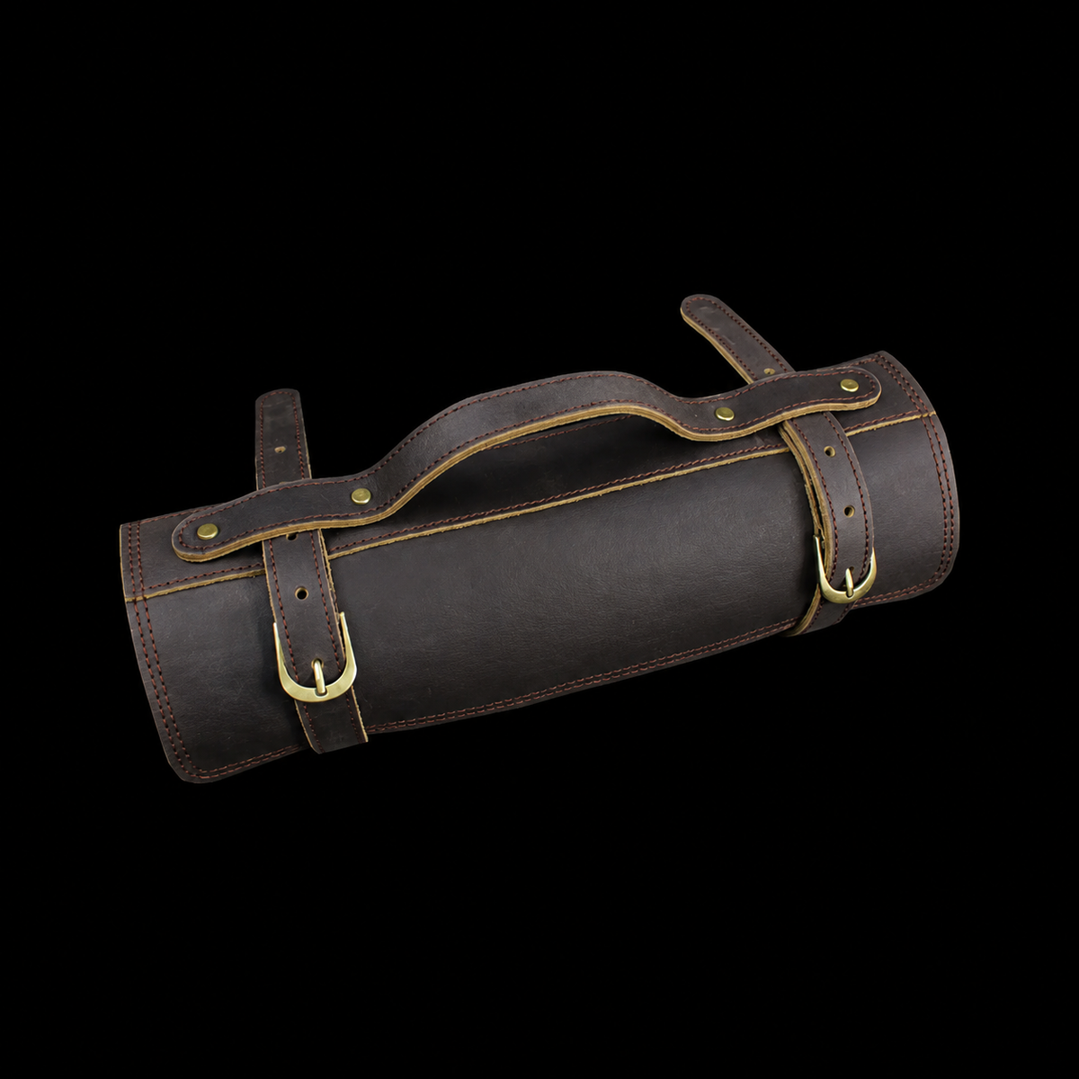 VEYUNA Knife Roll - Full Grain Leather, Rustic Brown for Food Prep Knives