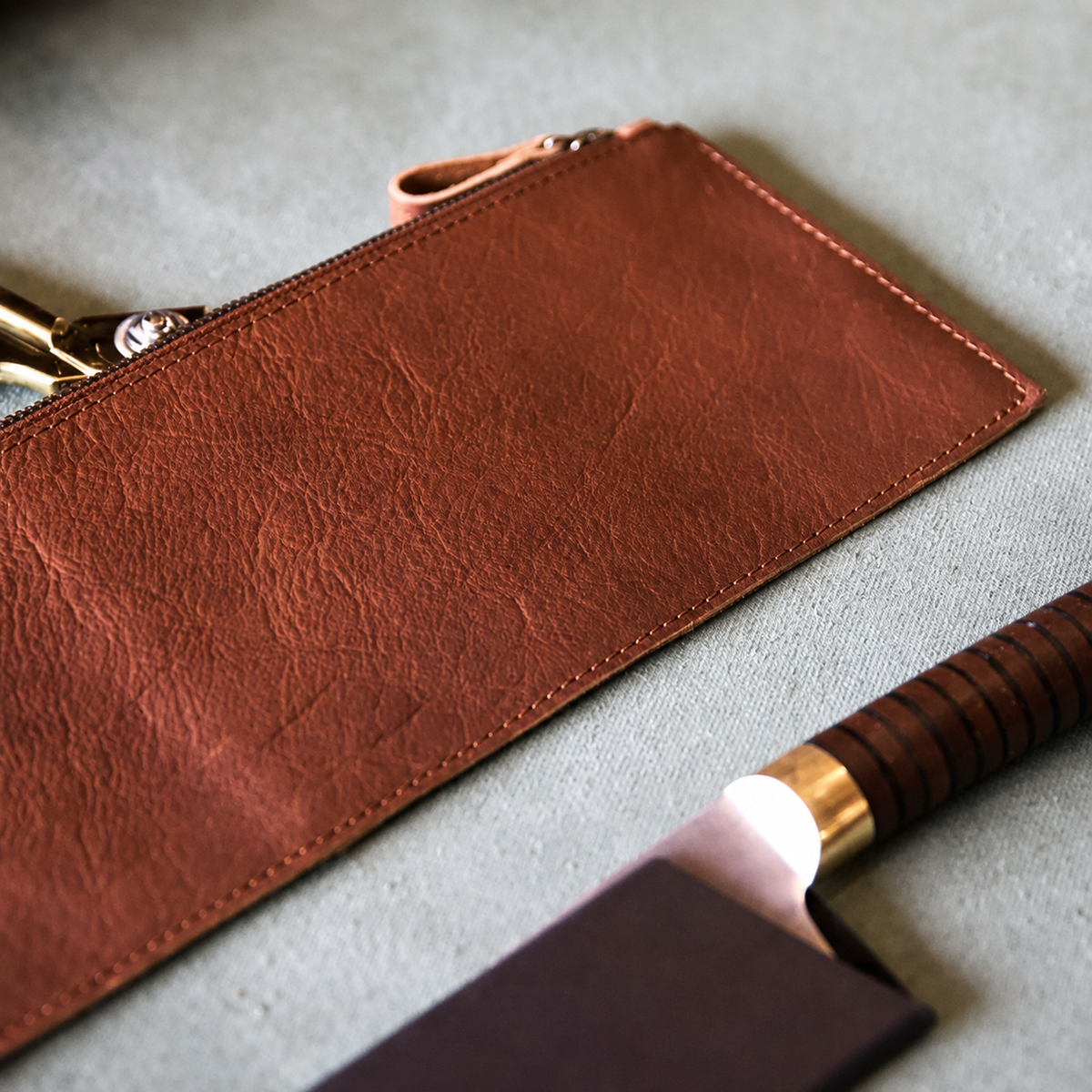 VEYUNA Leather Tool Pouch - Dark Brown Storage Case for Food Prep Tools