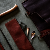 VEYUNA Leather Tool Pouch - Dark Brown Storage Case for Food Prep Tools